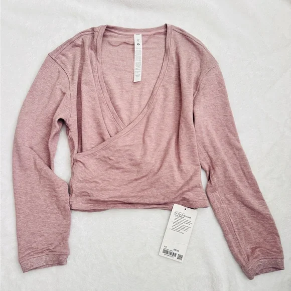 Lululemon BeCalm Wrap-Front Long-Sleeve Shirt/Heathered Porcelain Pink/ XS/ NWT - Picture 5 of 7